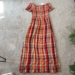 NWT: Urban Outfitters women’s button down plaid style maxi dress size small